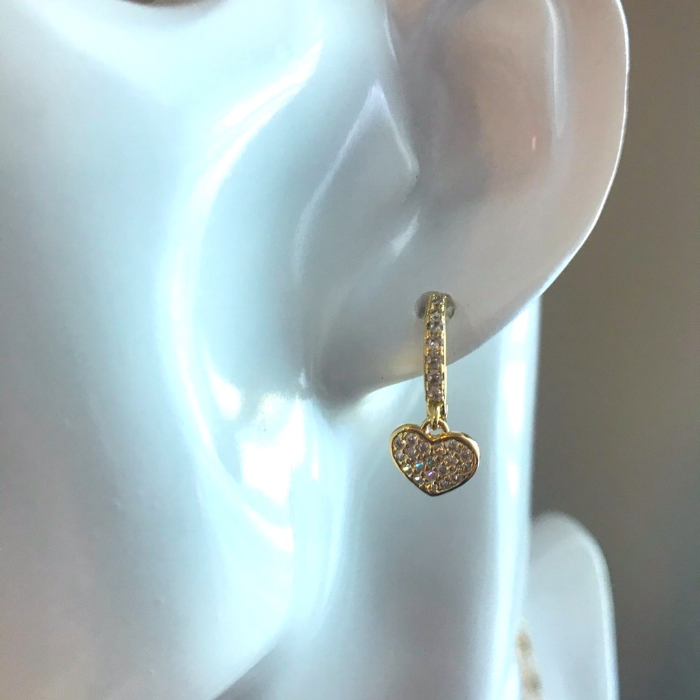 Crystal Hoop Earring with Heart Charm